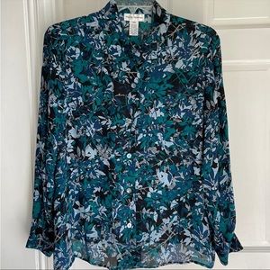 🌸💮Rena Rowan leaf print 💯% Silk Blouse